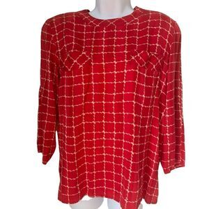 Francesa of Damon for Starington Vintage Red 100% Silk long sleeve  top size 12